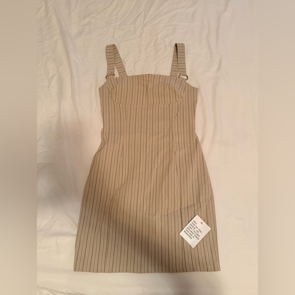 ASOS Beige Striped Midi Dress